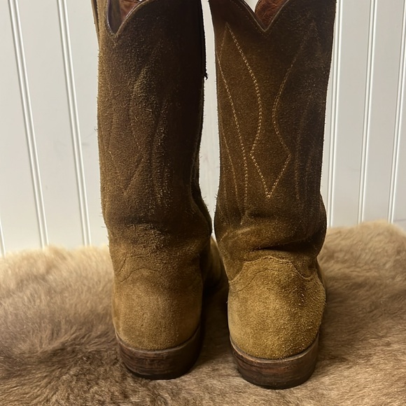 60s Justin Fort Worth Texas Suede Cowboy Boots 6.5 Vintage Western Cowgirl - Picture 4 of 6